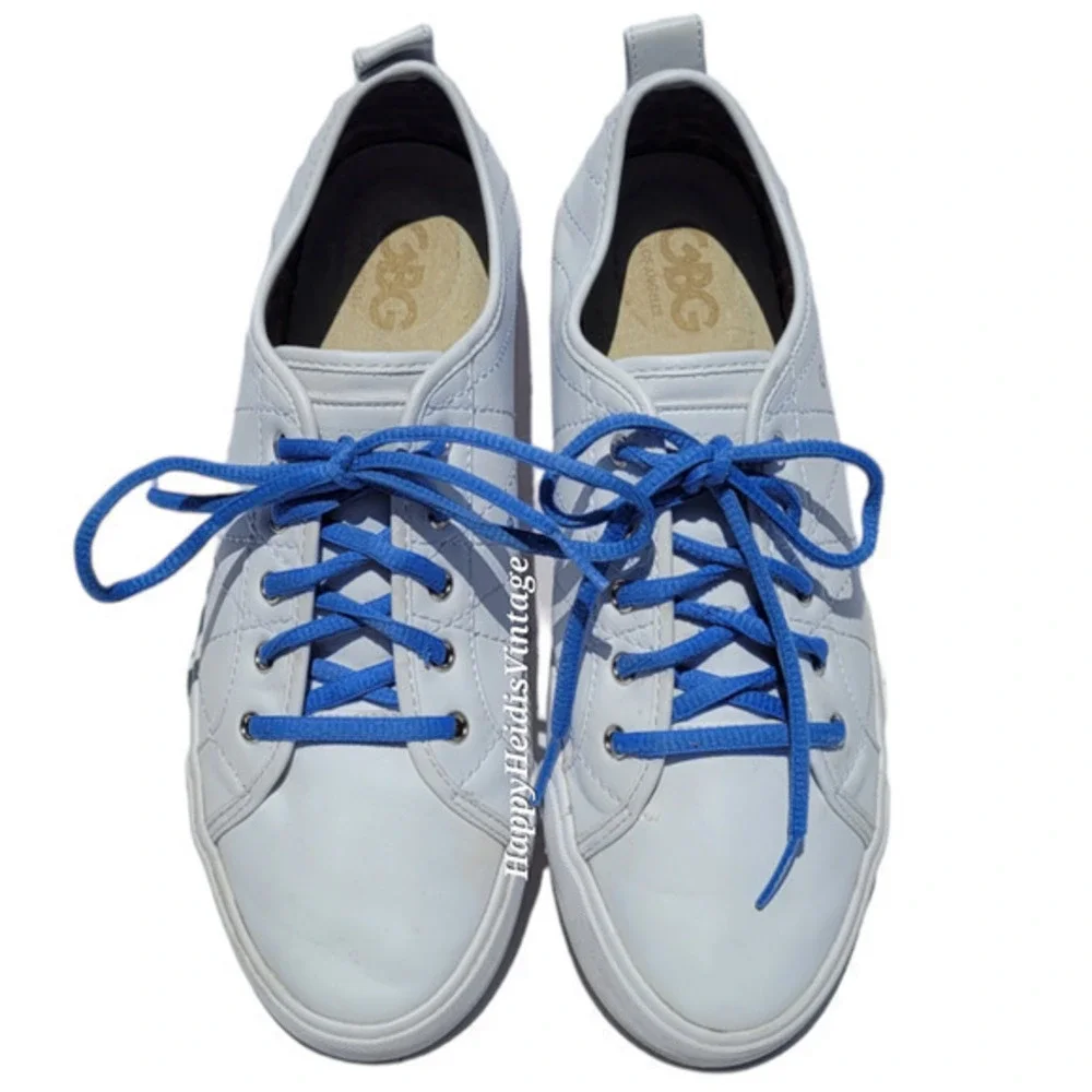 GBG Los Angeles White Ggorfin Quilted‎ Sneakers Blue Laces G by Guess